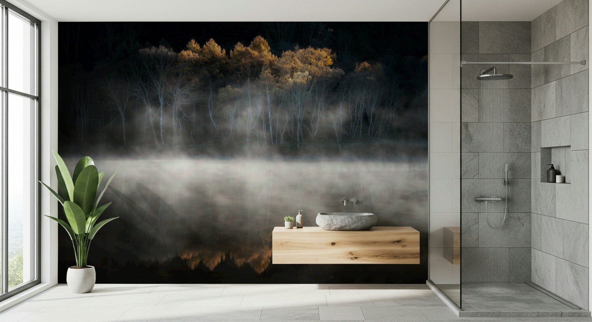 Mist and Light Woodland view, perfect light, tranquil mood, unique decor piece.