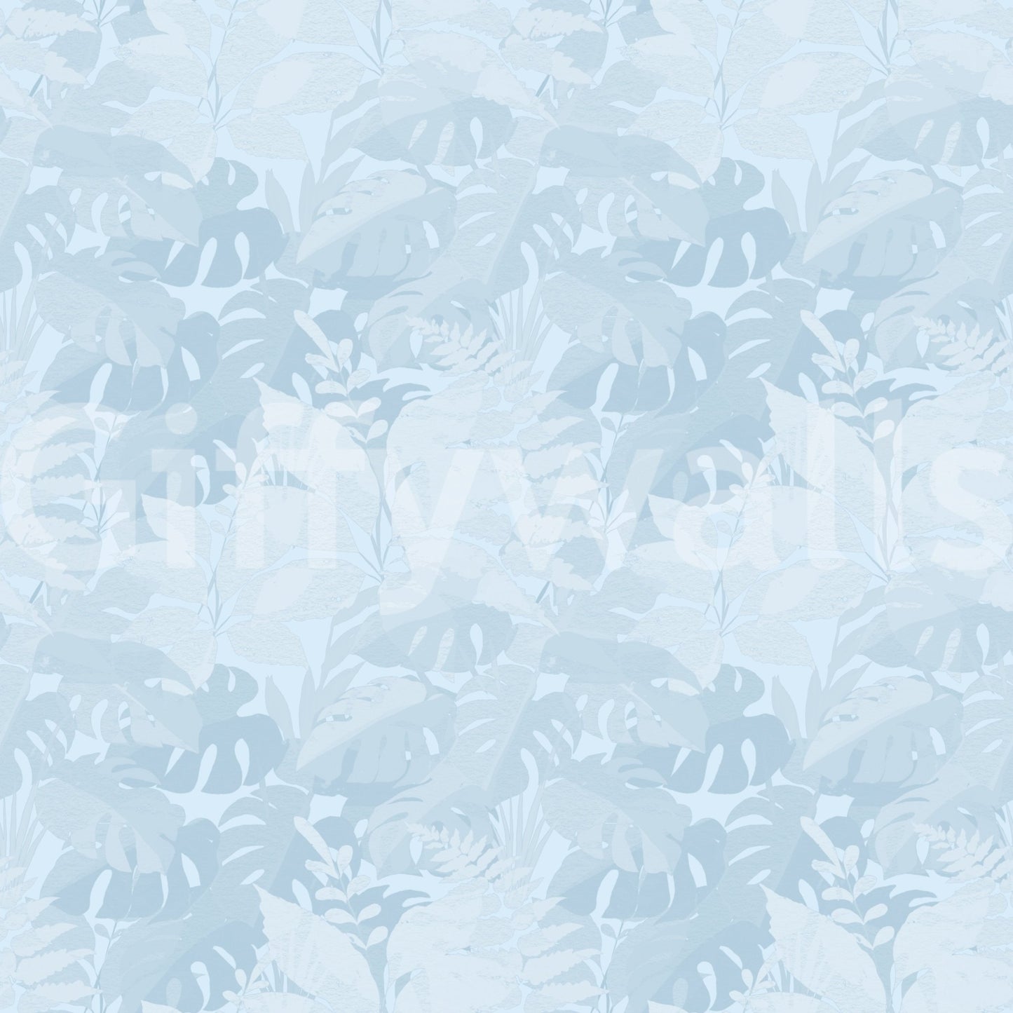 Soft botanical wallpaper with blue monstera leaf texture