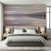 Beautiful overpass Misty Bridge wall mural subtle sky colors