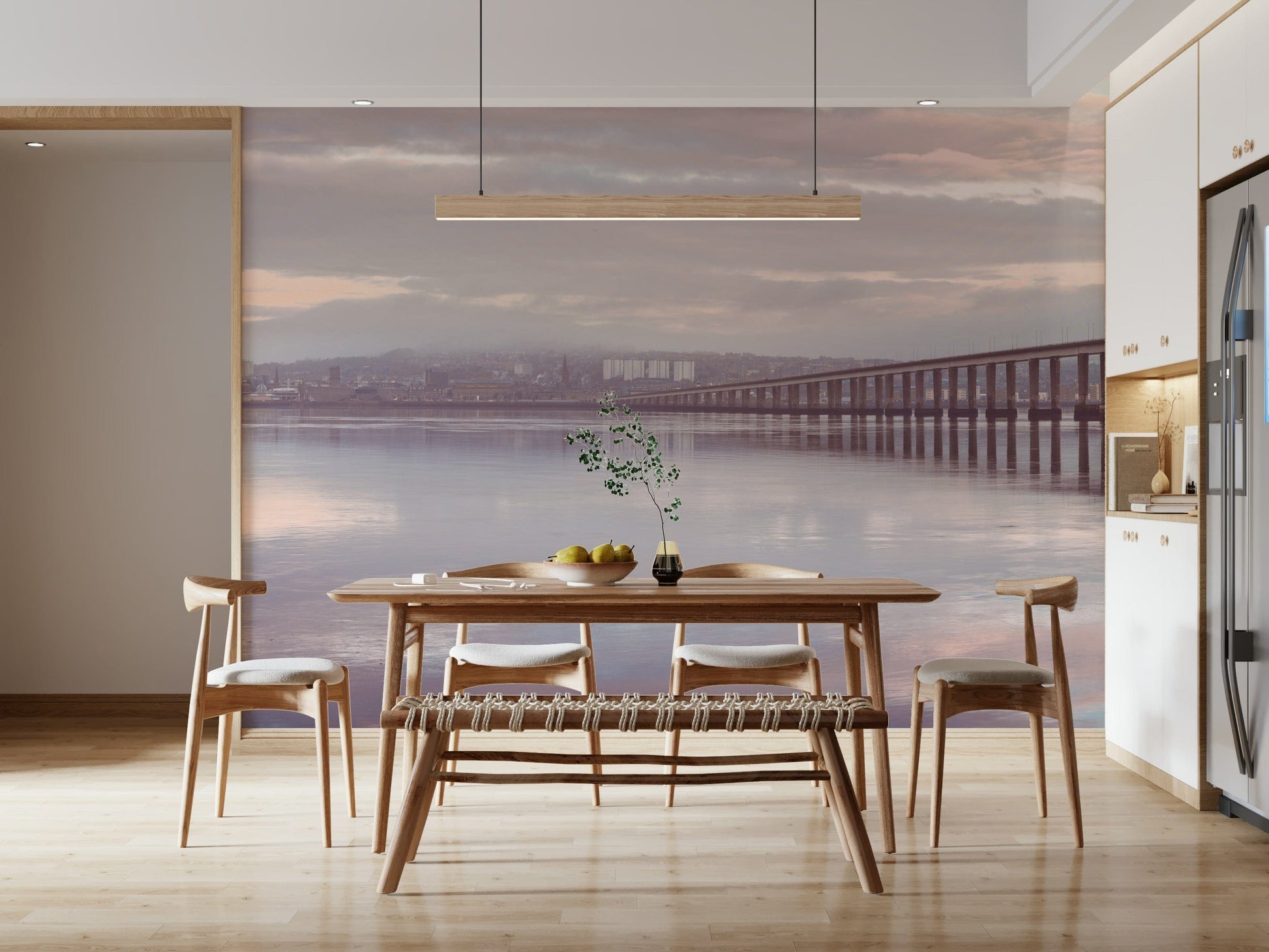 Modern structure Misty Bridge large wall art atmospheric calm