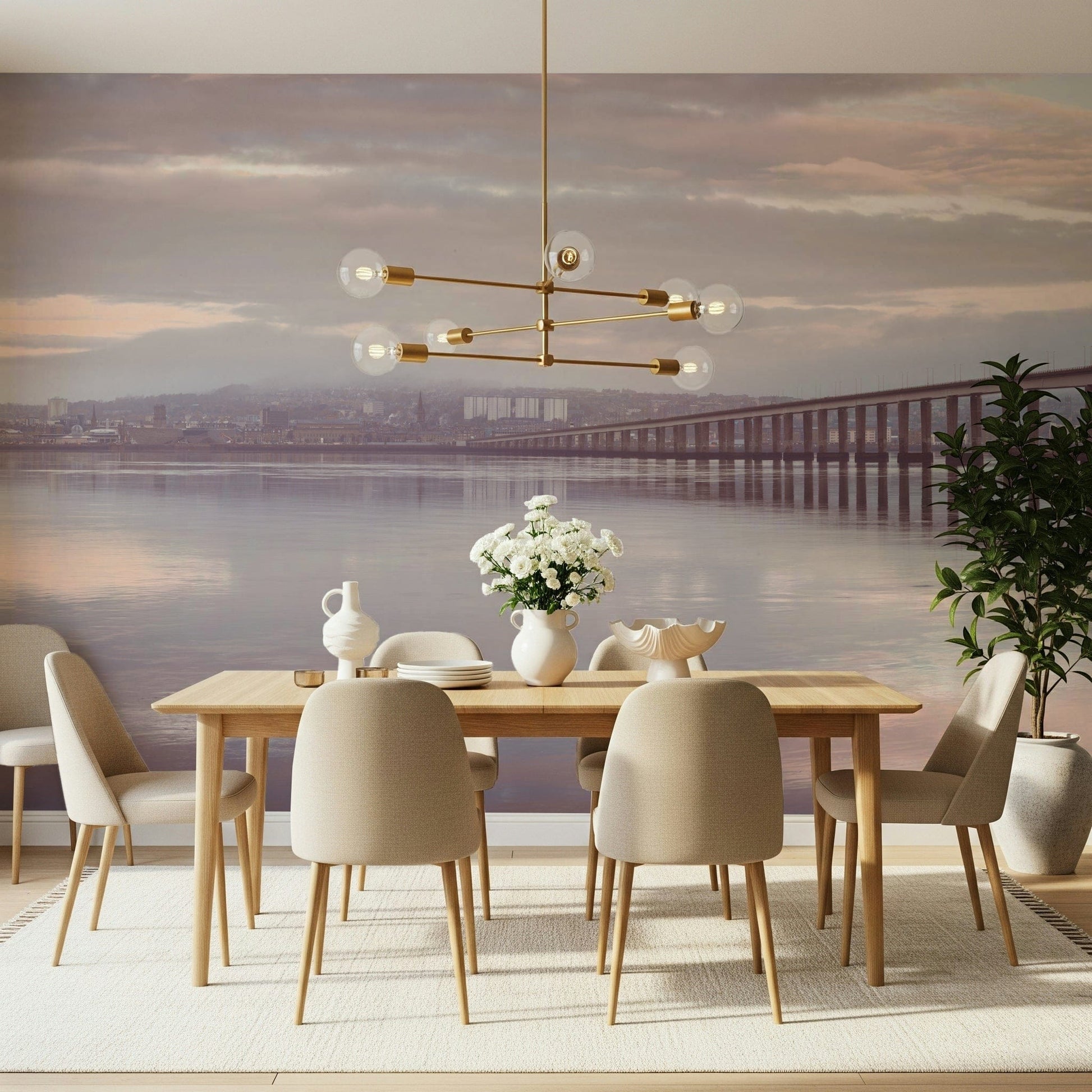 Misty Bridge product wallpaper muted colors peaceful urban view