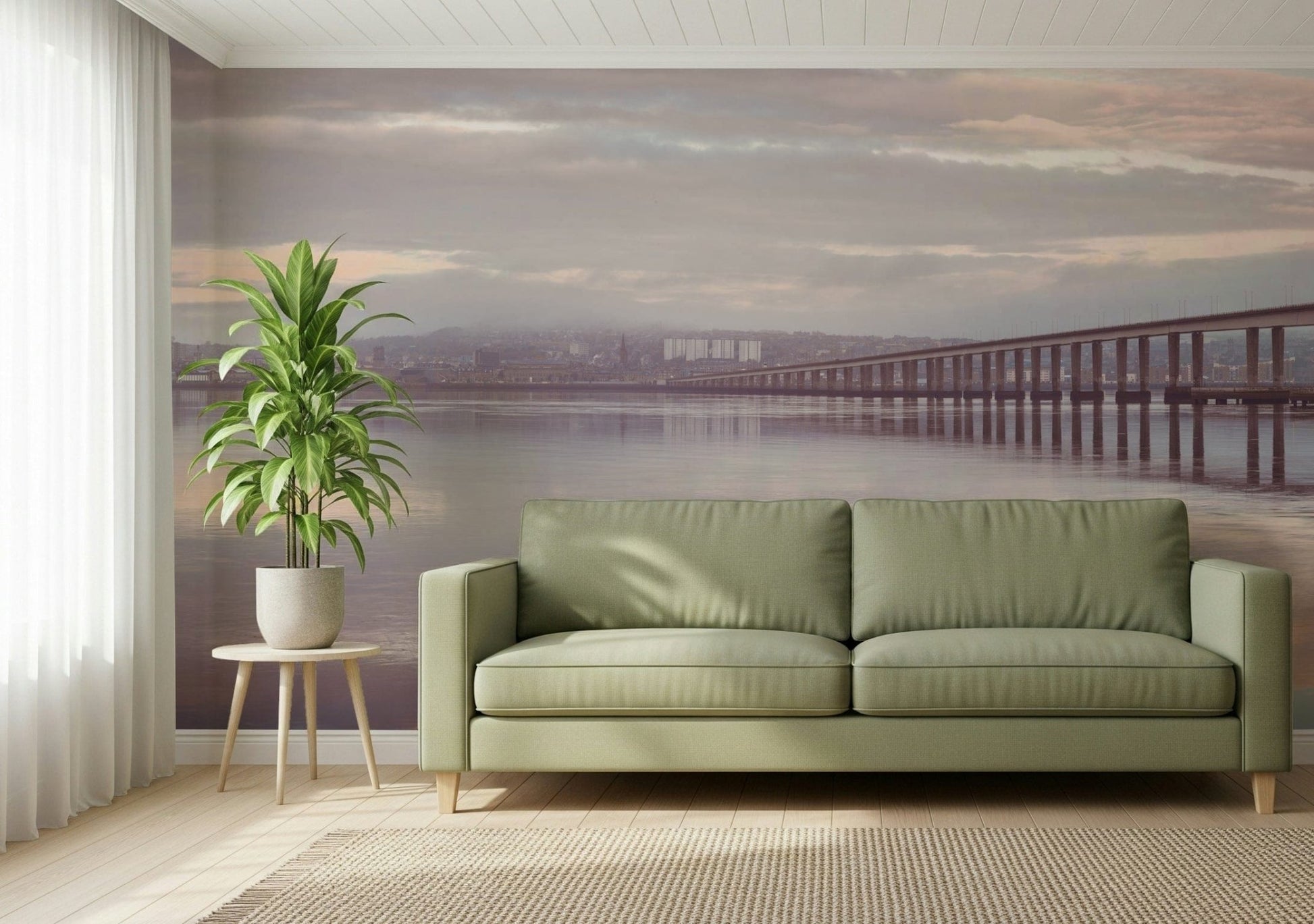 Scenic Misty Bridge wallpaper long road over still water surface