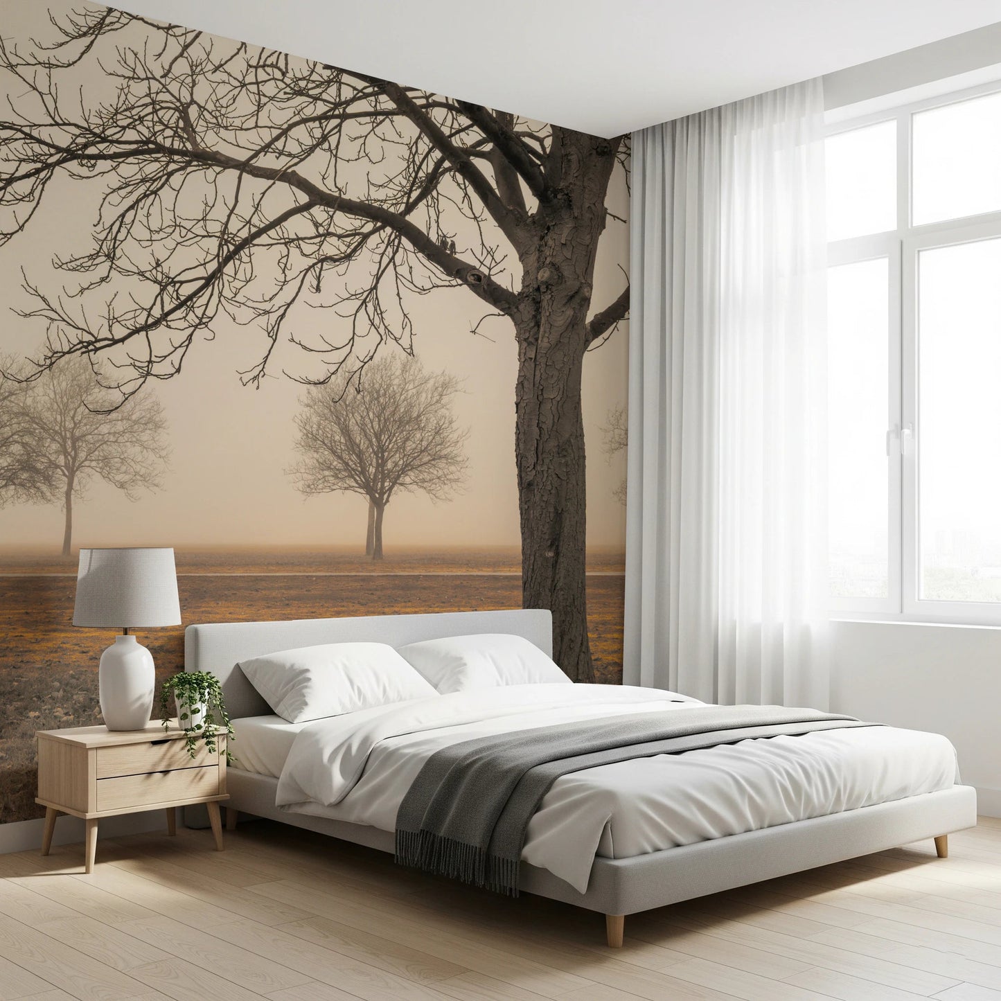 Misty Countryside Wall Mural