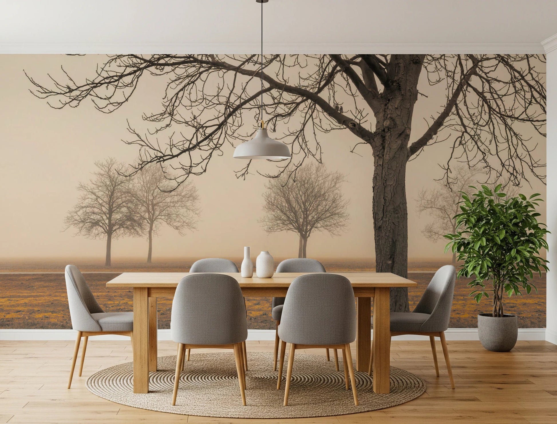 Misty Countryside Wall Mural