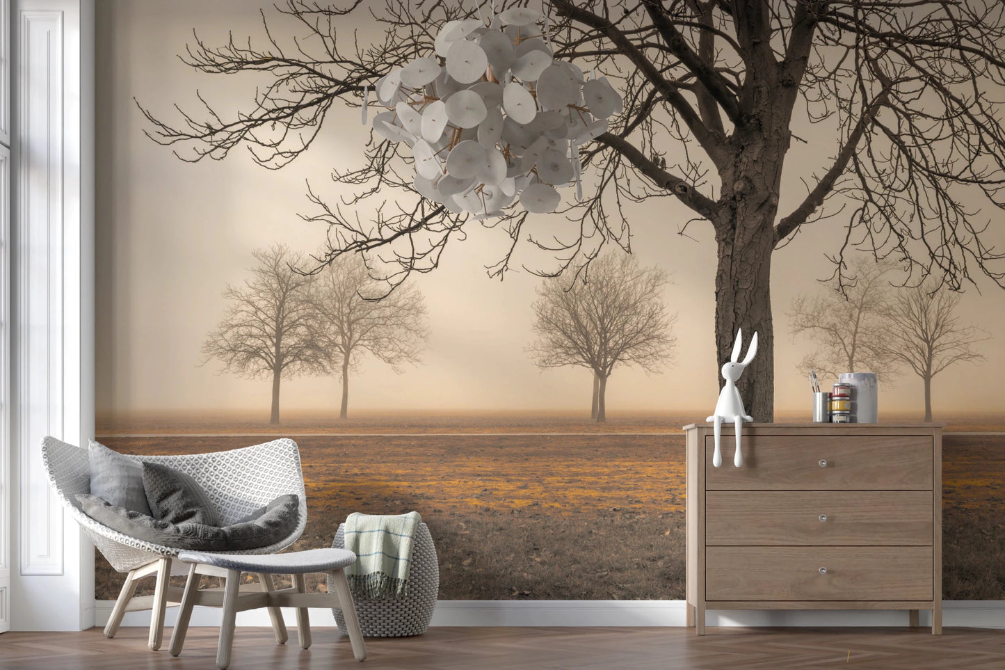 Misty Countryside Wall Mural