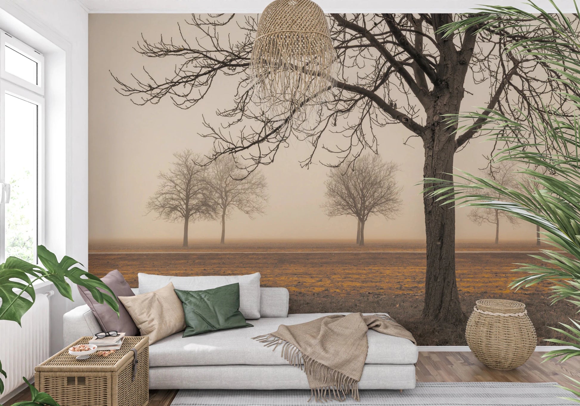Misty Countryside Wall Mural
