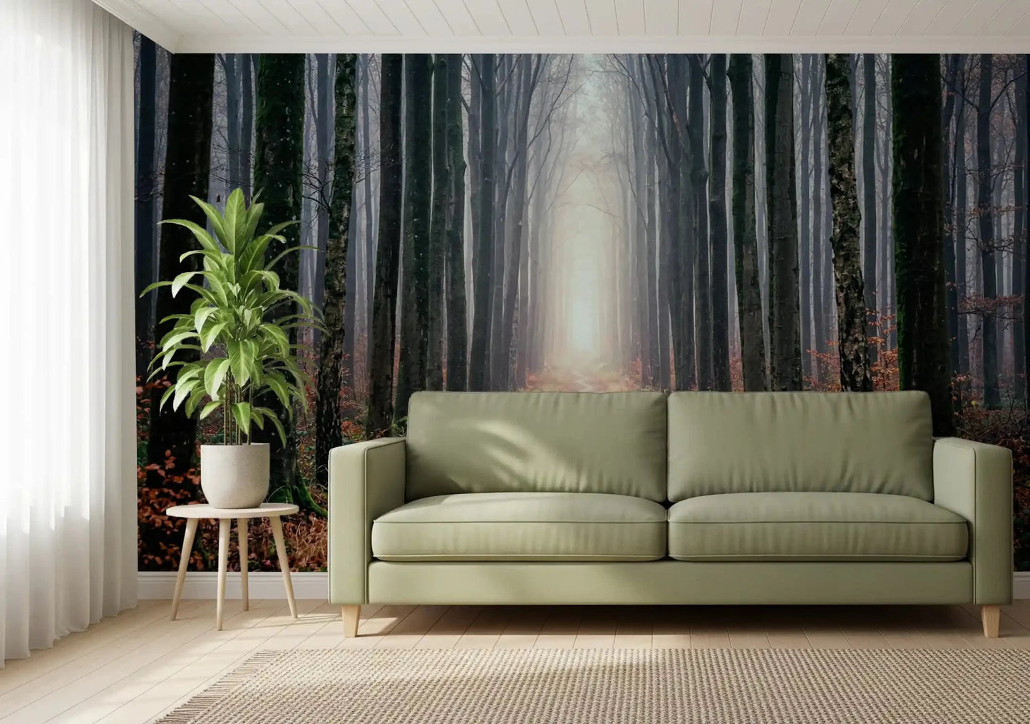Misty Forest Serenity Wall Mural