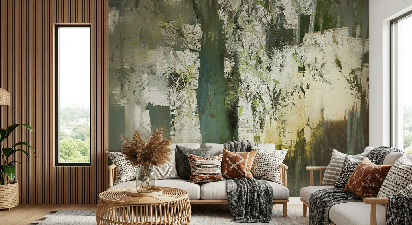 Misty Woodland Abstraction Wall Mural -2377428