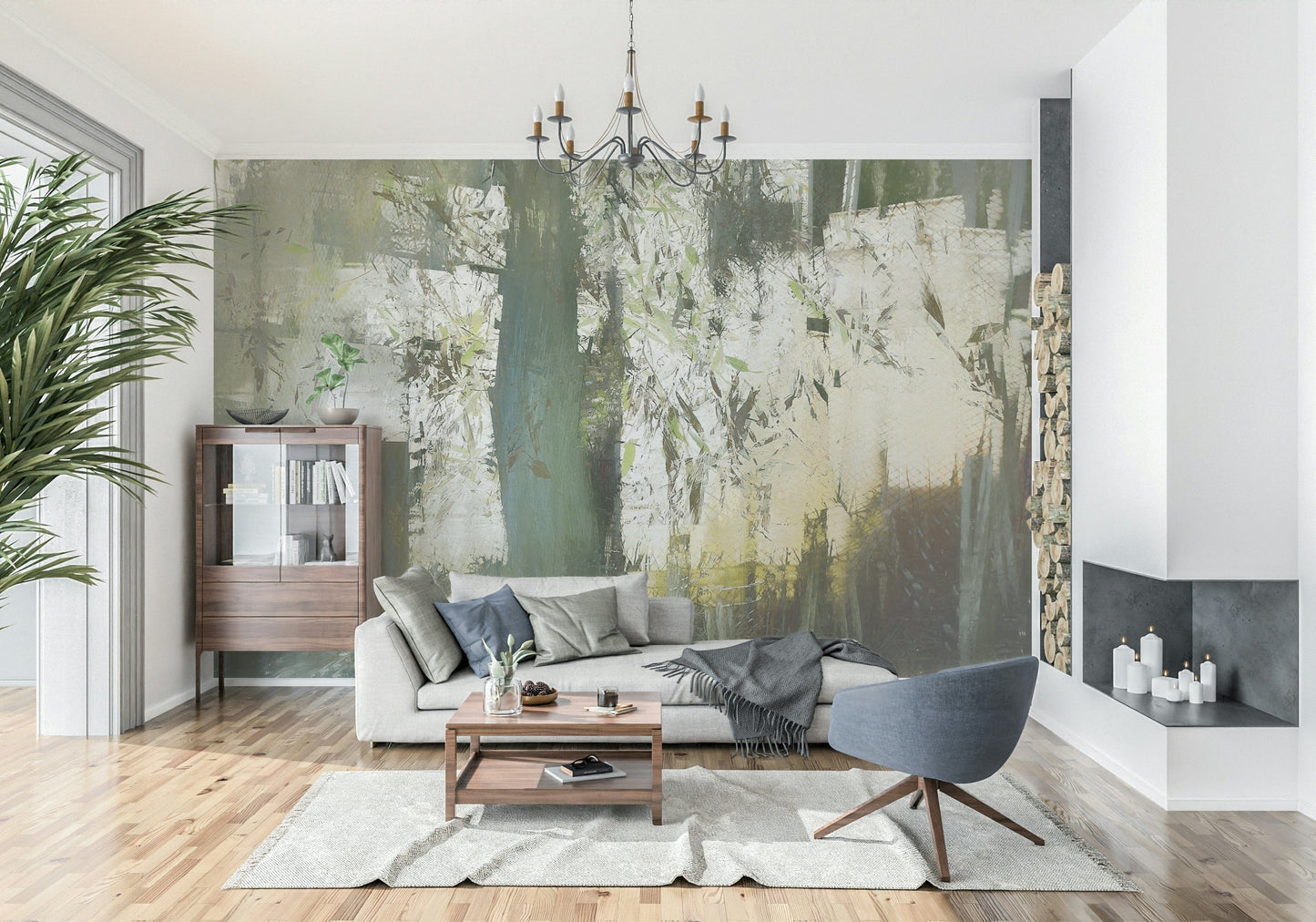 Misty Woodland Abstraction Wall Mural -2377428