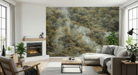 Wall covering: an immense, clouded Misty Forest Canopy panorama.