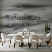 Atmospheric heavy fog on Misty Forest Woodland wallpaper.