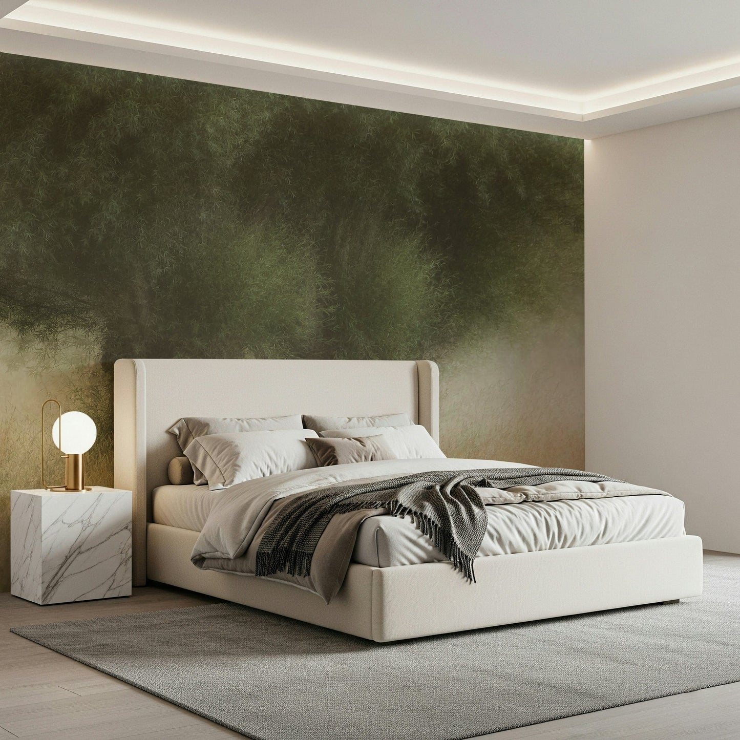 A beautiful wide-angle wall mural of a dreamy wood.