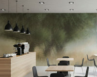 A graceful subtle mist wall mural in cool, natural tones.