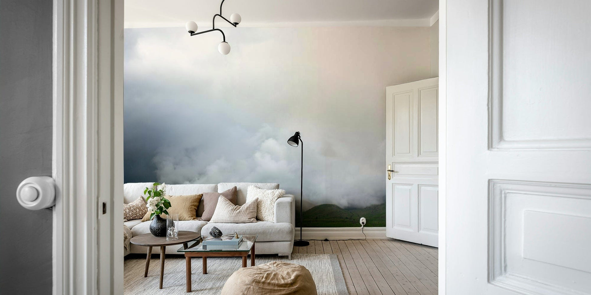 The wallpaper for walls being admired in a home.