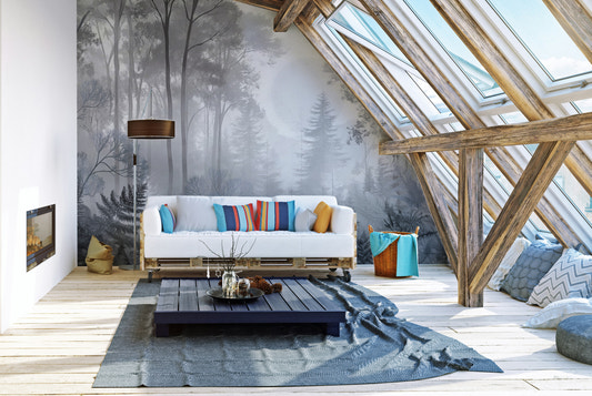 Misty Monochrome Forest Wall Mural