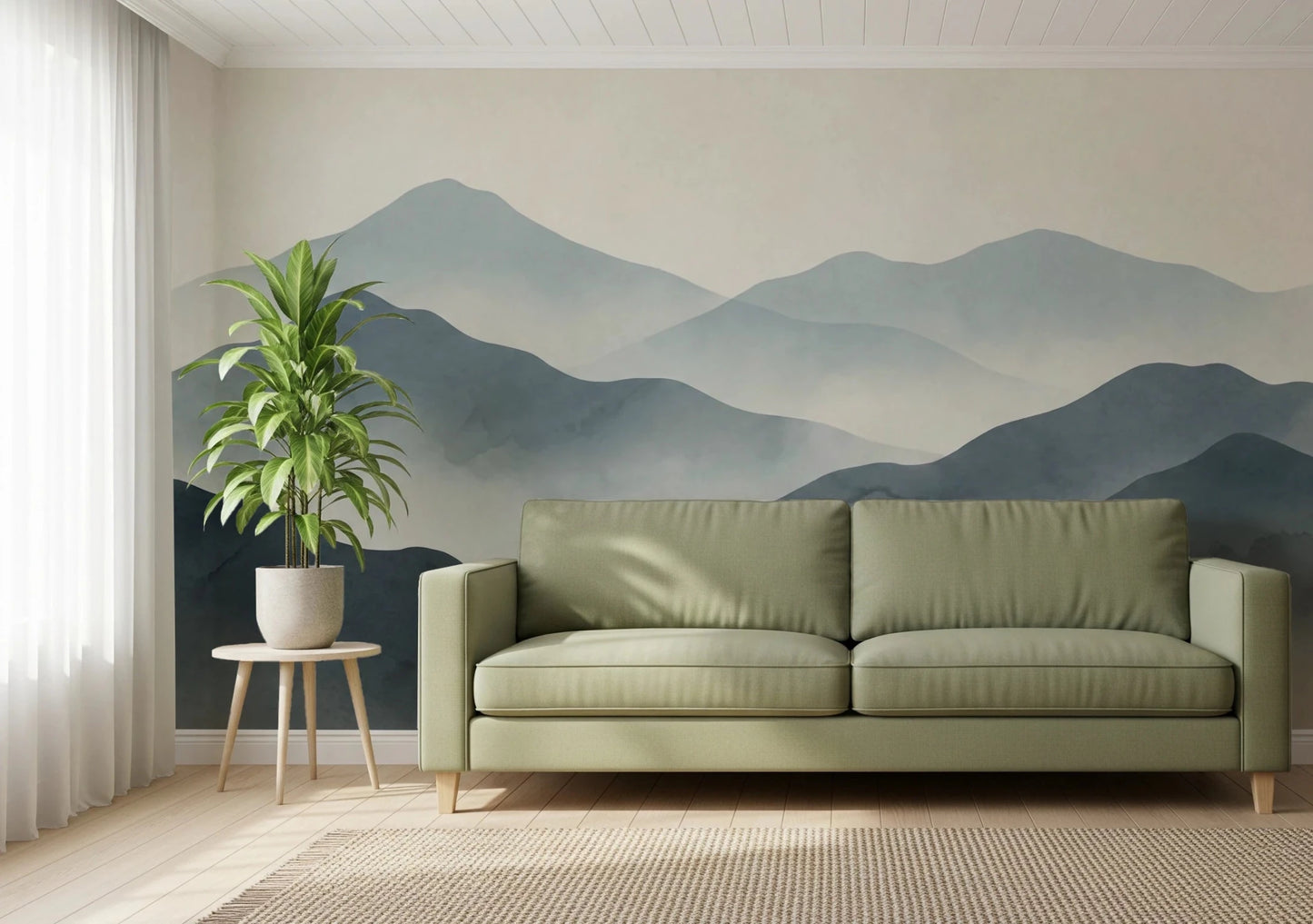 Misty Mountain Haze Wall Mural