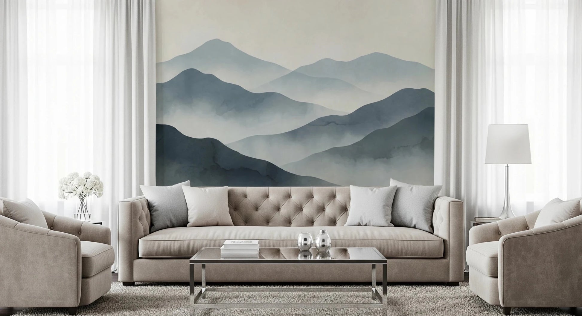 Misty Mountain Haze Wall Mural