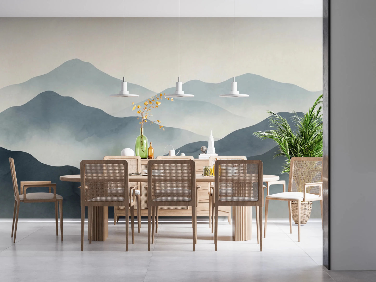 Misty Mountain Haze Wall Mural
