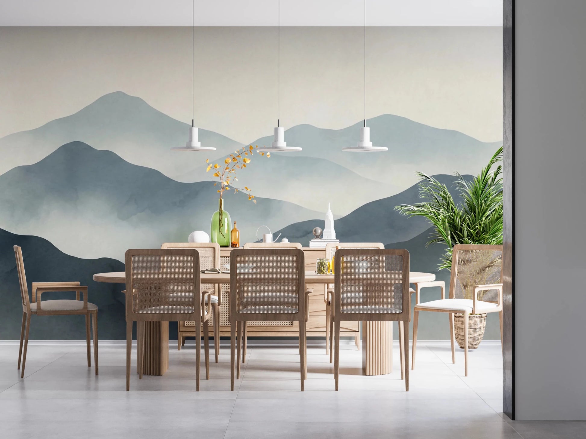 Misty Mountain Haze Wall Mural