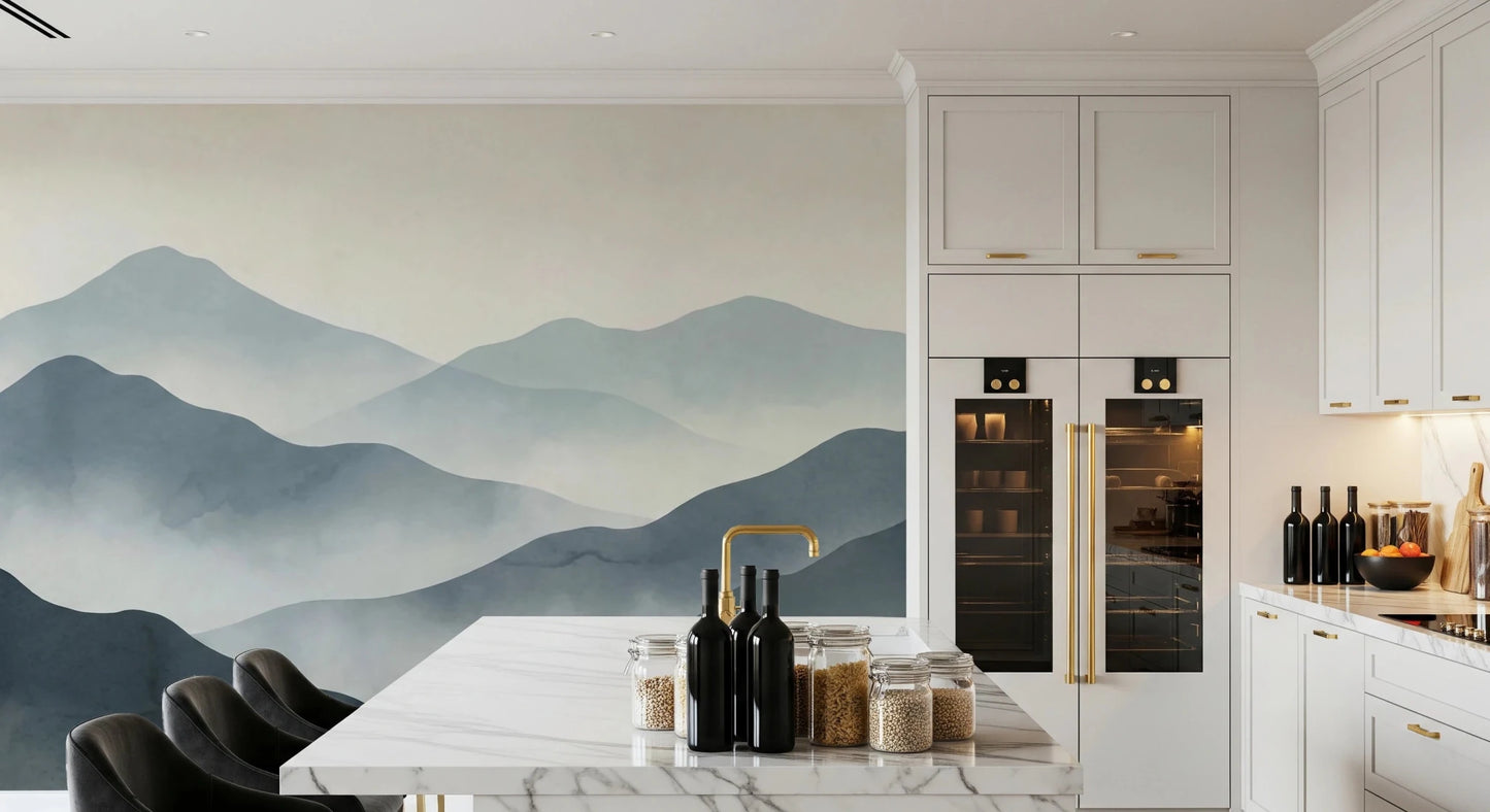 Misty Mountain Haze Wall Mural