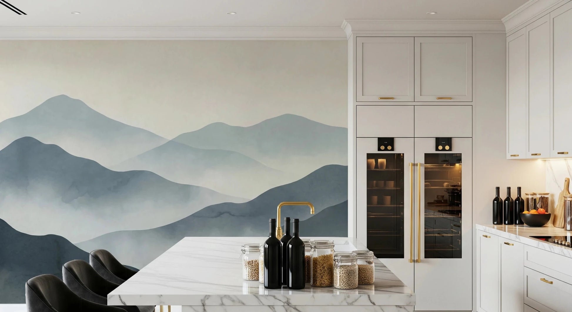Misty Mountain Haze Wall Mural