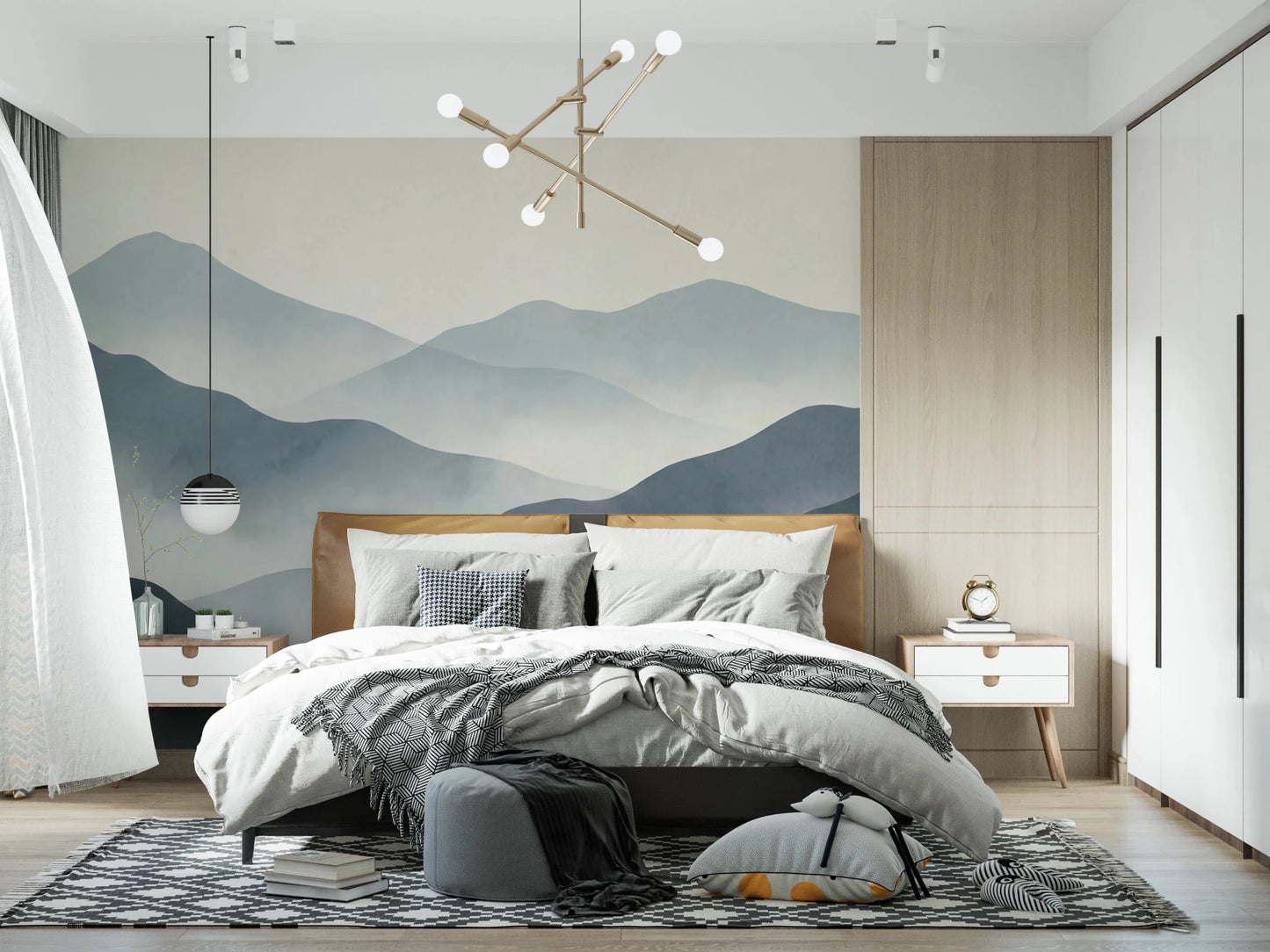 Misty Mountain Haze Wall Mural