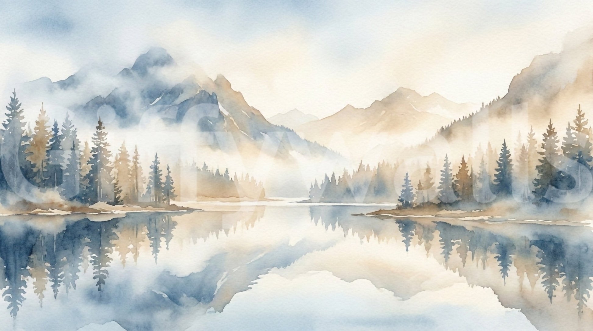 Misty Peaks Wall Mural