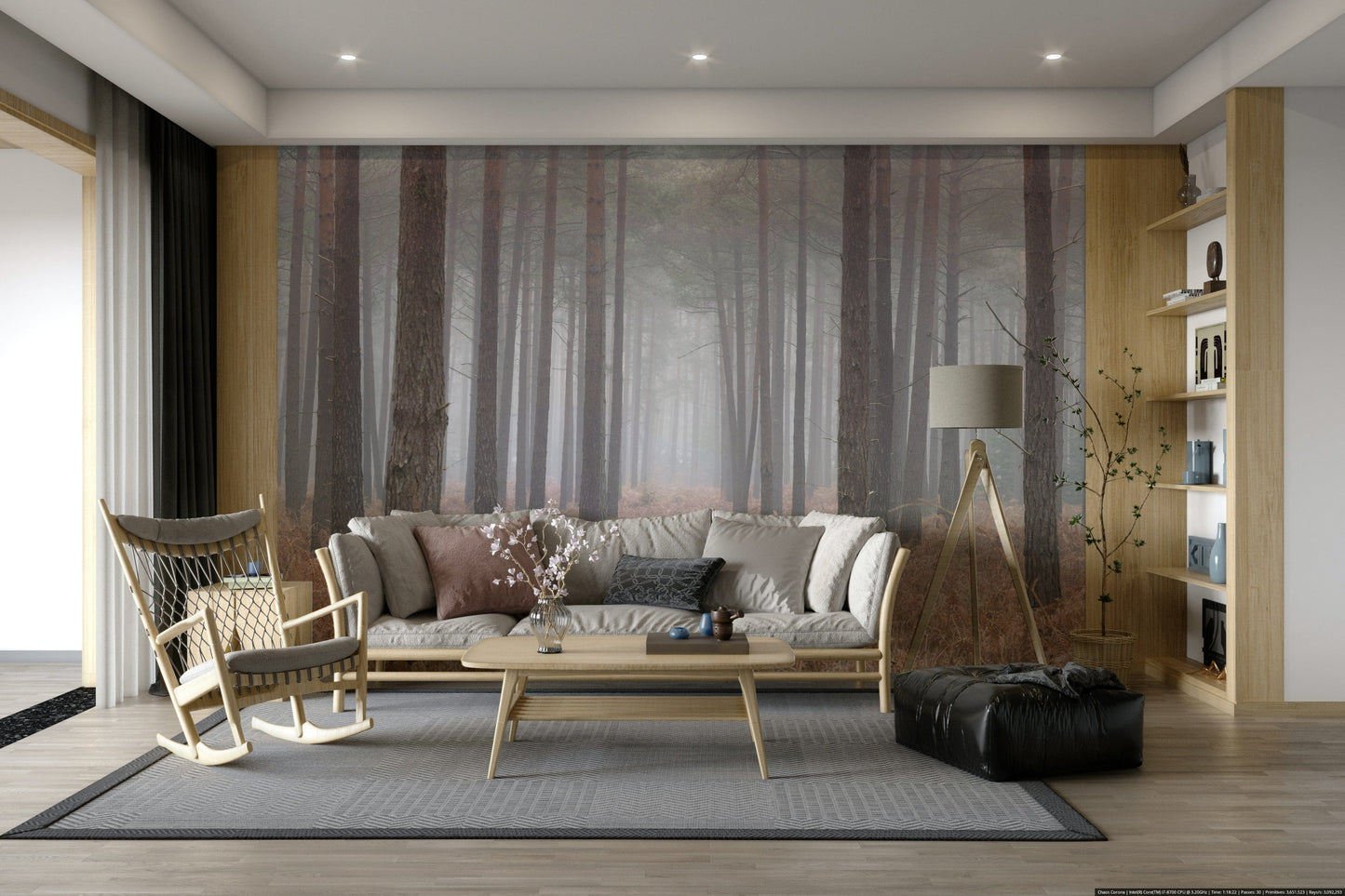 Misty Woodland Escape Wall Mural