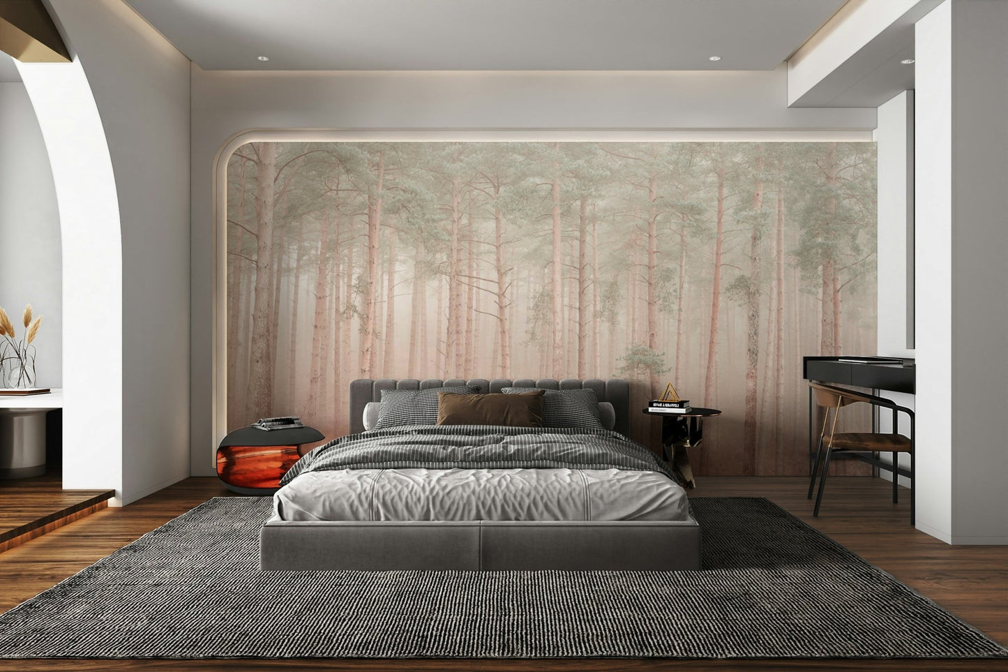 A thick layer of fog or mist fills the air.

