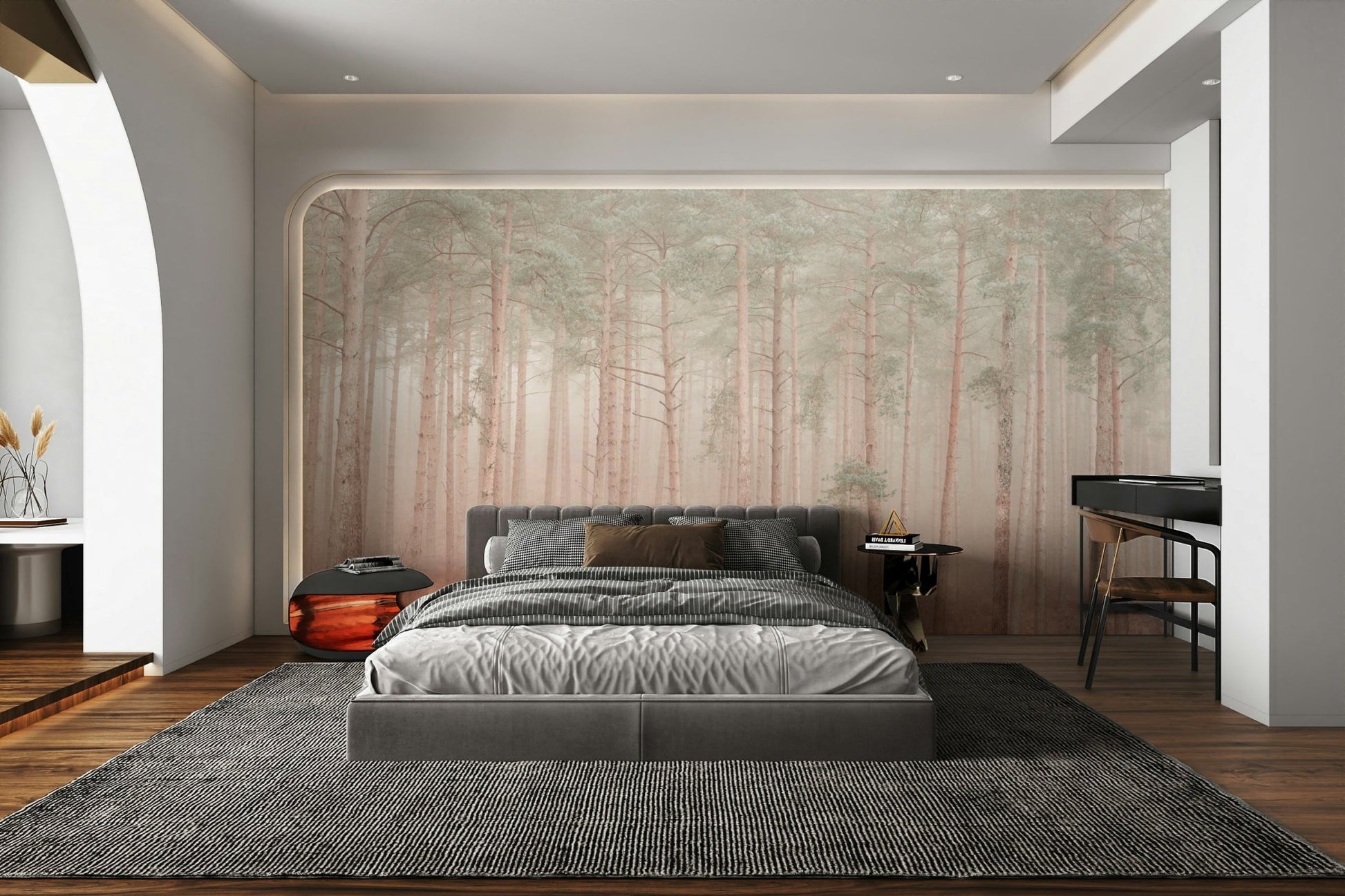 A thick layer of fog or mist fills the air.

