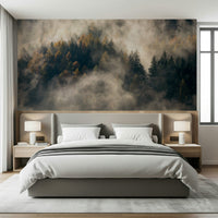Hazy forest landscape for Misty Woods Serenity wallpaper.