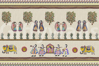 Artistic Mithila wall mural with nature-based motifs