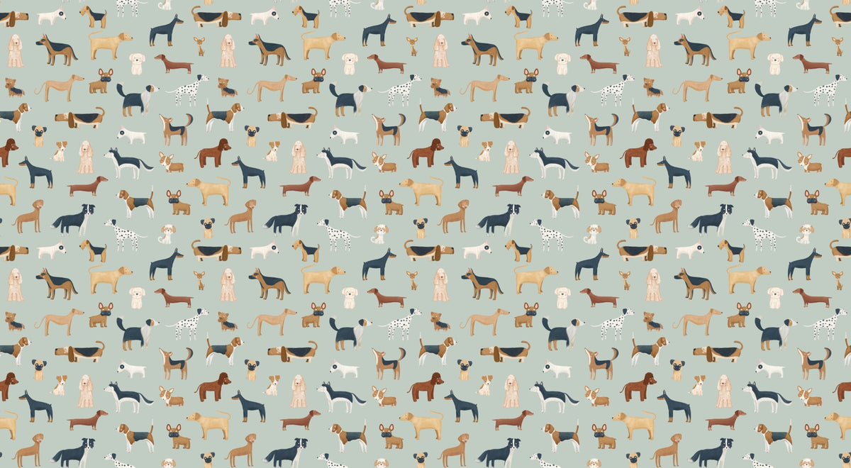 Green Puppy Dog Wallpaper in your room — zoomed