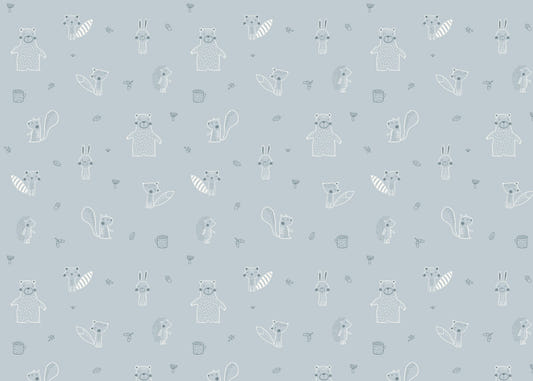 Blue Baby Forest Friends Wallpaper
