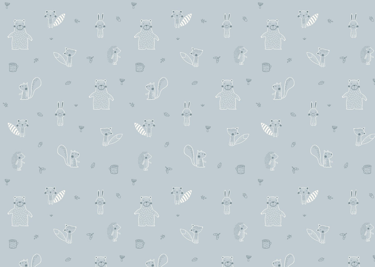 Blue Baby Forest Friends Wallpaper in your room