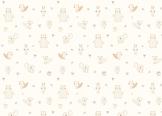 Cream Baby Forest Friends Wallpaper