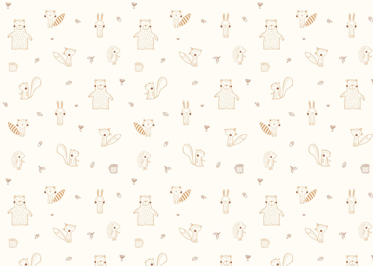 Cream Baby Forest Friends Wallpaper