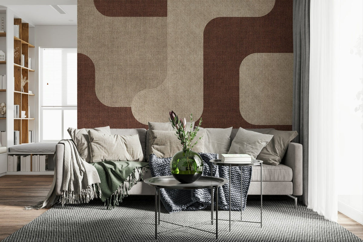 Mocha curves define this modern abstract wall mural.