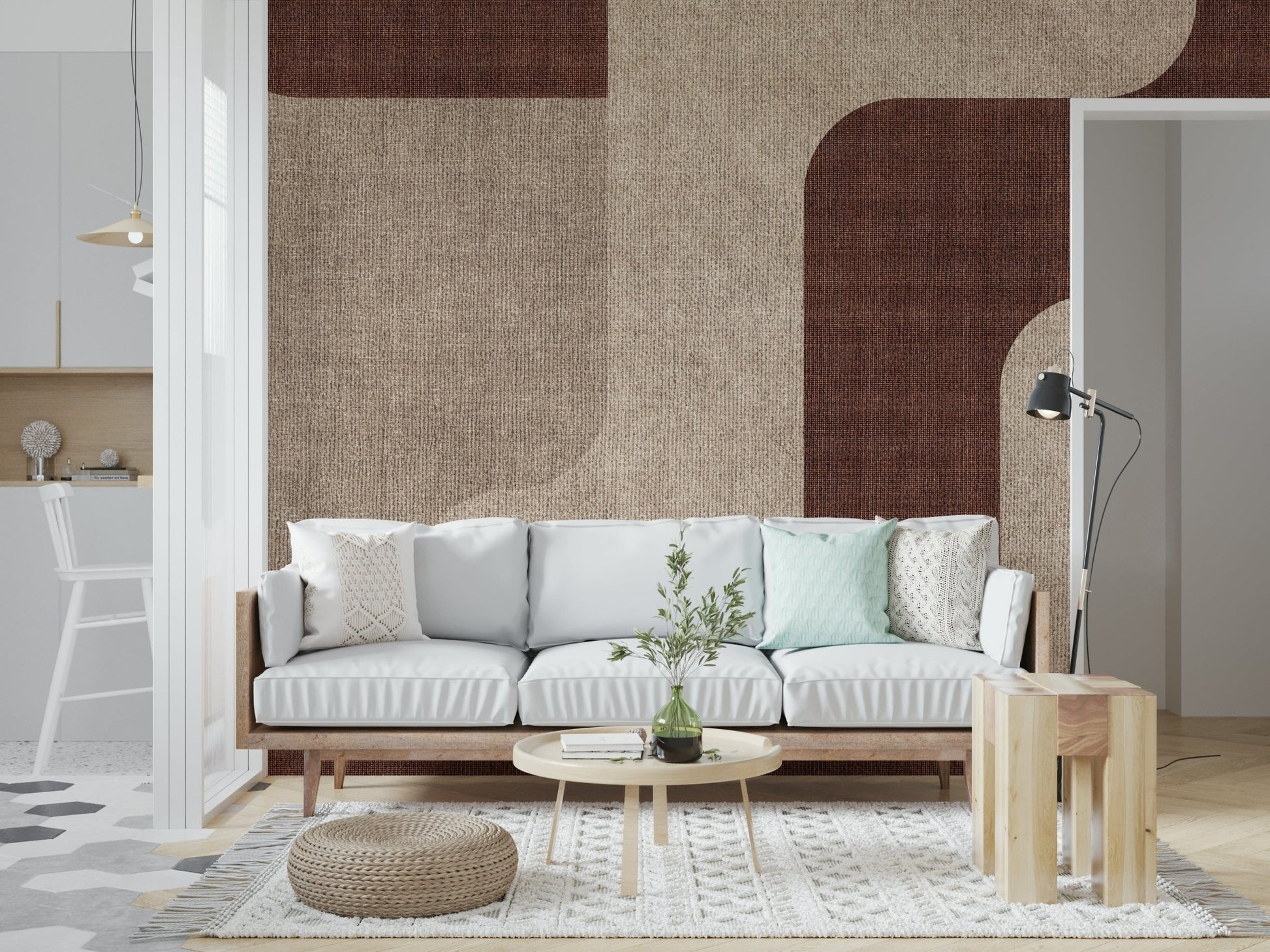 Minimalist mocha patterns form this unique wall mural.