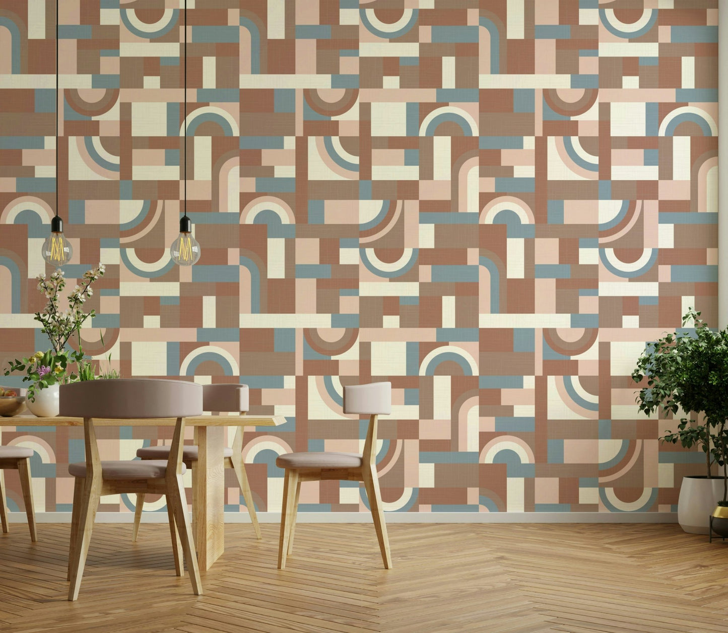 The wallpaper has a smooth, non-reflective matte finish.

