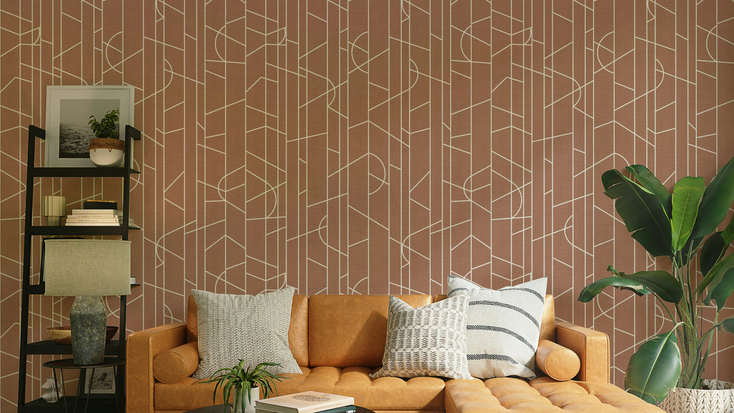 Elegant Lines Decor wallpaper in mocha mousse

