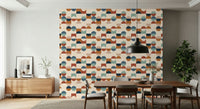 Mid century block wallpaper in warm hues