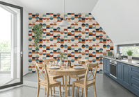 Color block geometric wallpaper in teal