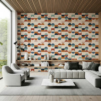 Vintage style geometric wallpaper for living