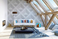 Sleek monochrome geometric illusion wallpaper design
