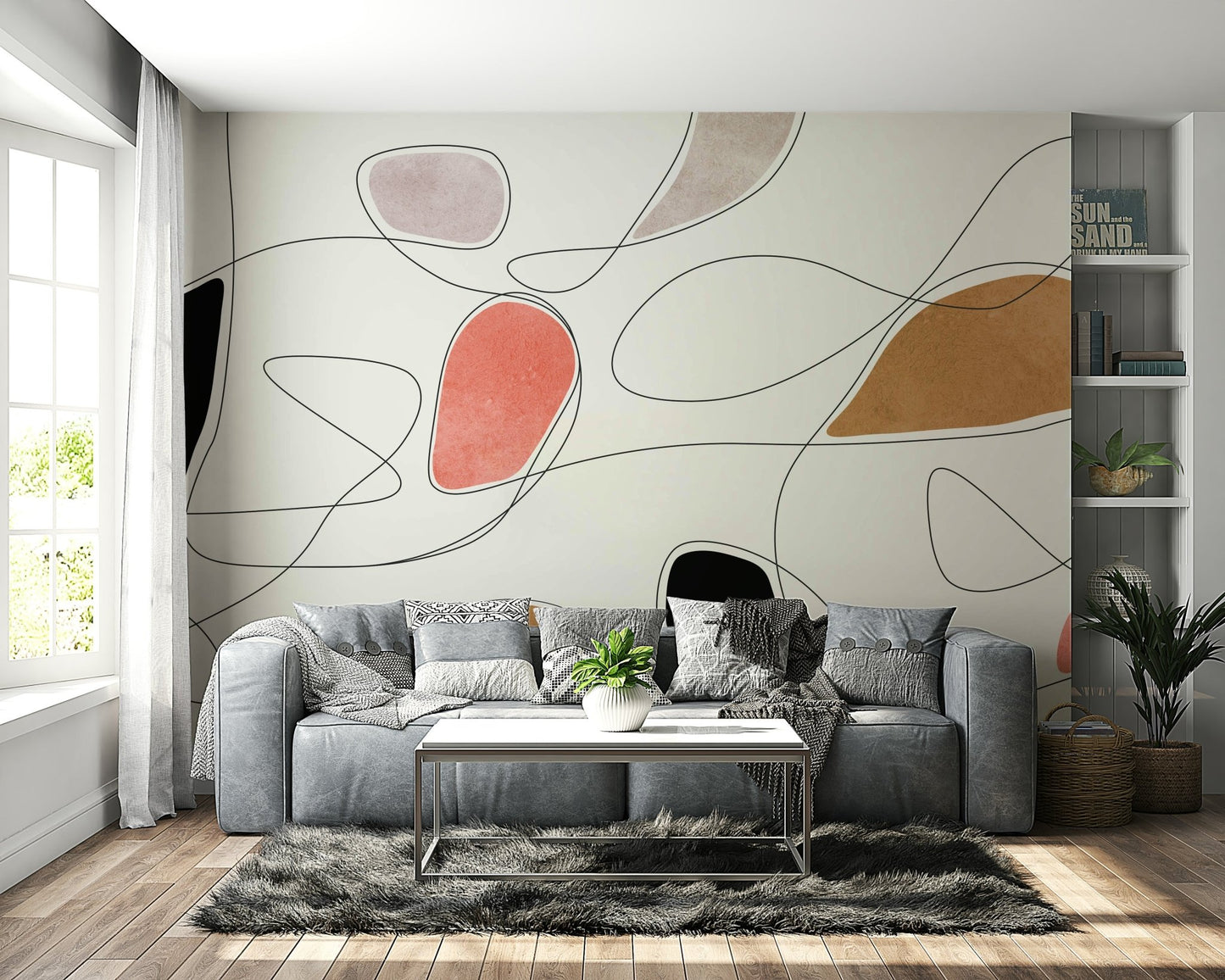 The colors are gentle and warm, including shades of creamy beige, soft gray, and hint of brown.

