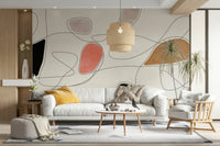 The room's lighting highlights the peaceful feel of the mural.

