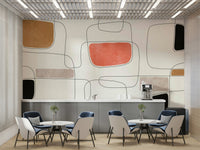 The room's lighting highlights the peaceful feel of the mural.

