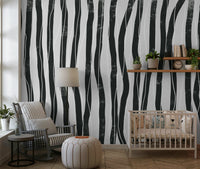 A beautiful modern art wall mural of delicate lines.