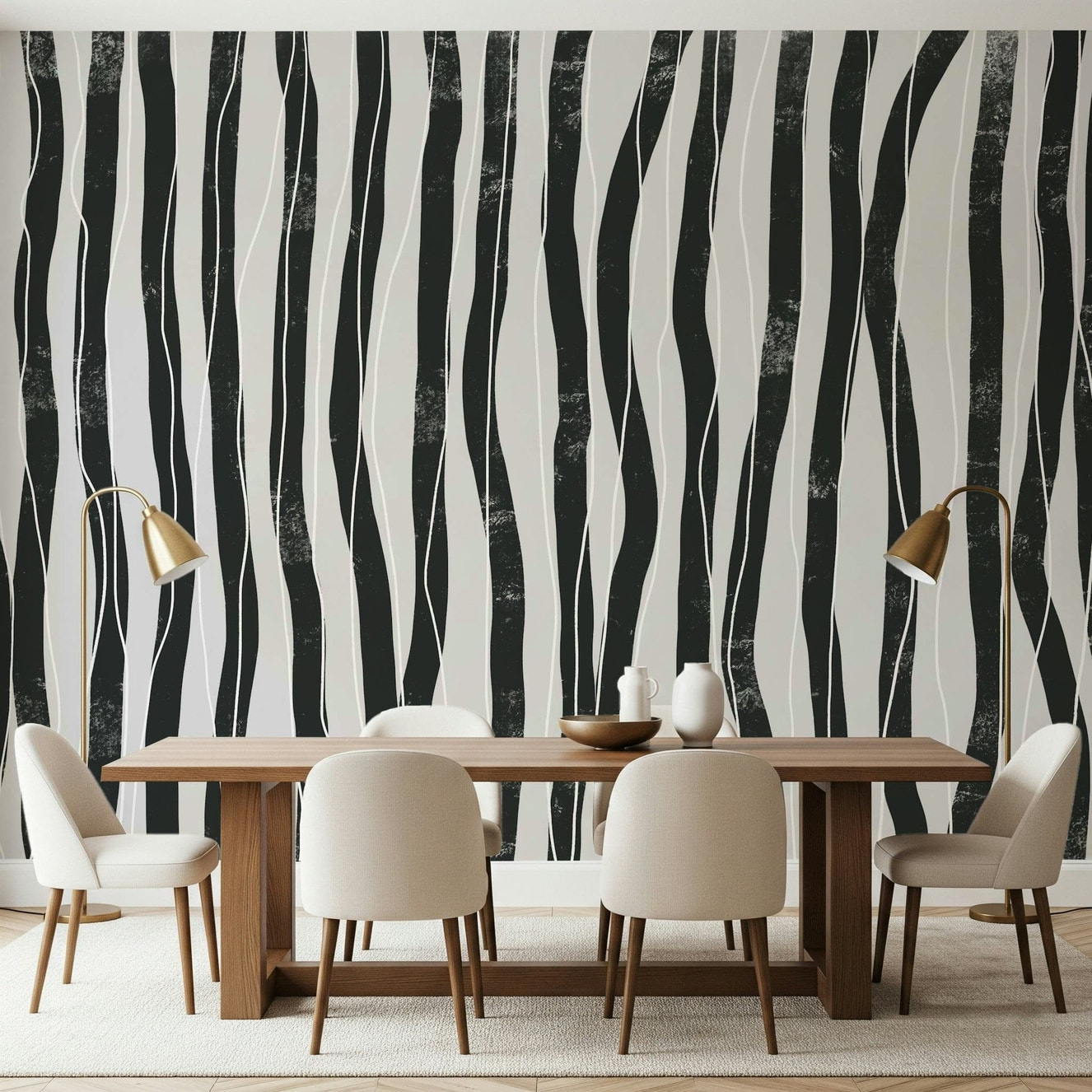 A serene abstract line wall mural for your decor.